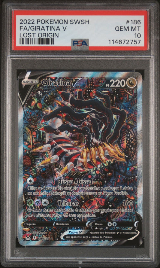2022 POKEMON SWORD & SHIELD LOST ORIGIN GIRATINA V 186 PSA 10