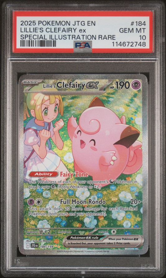 Pokemon Lillie's Clefairy ex 184/159 Sv09: Journey Together Holo PSA 10