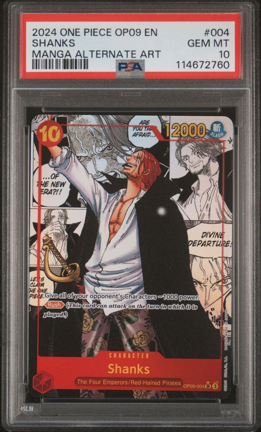 One Piece PSA 10 Shanks (004) (Manga) OP09-004 Emperors inThe New World Alt Art