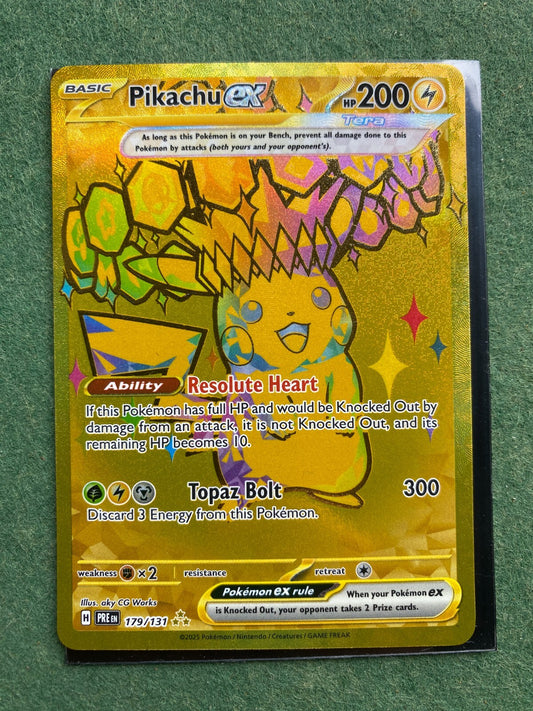 POKEMON TCG Prismatic Evolutions PIKACHU EX UR Ultra Rare Gold Card 179/131