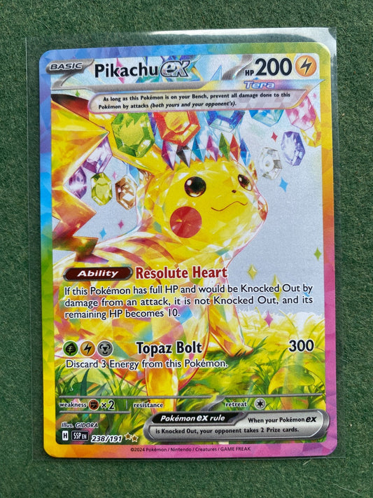 Pokemon Pikachu ex 238/191 Sv08: Surging Sparks Holo Near Mint NM