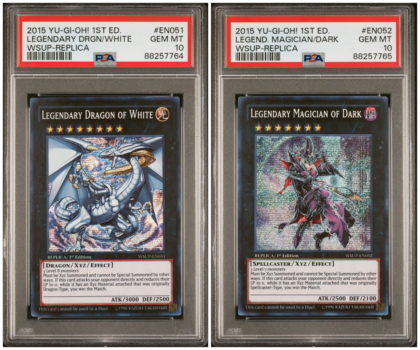 Yugioh Legendary Dragon Of White WSUP-EN051 Magician of Dark EN052 PSA 10 Seq