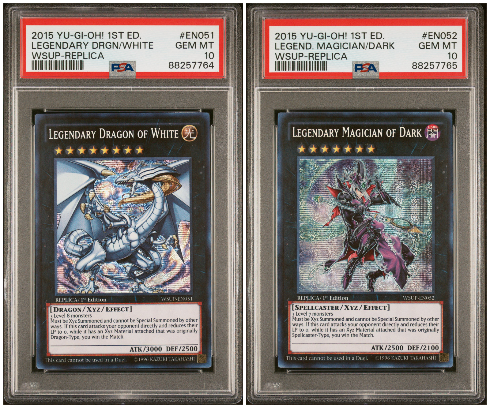 Yugioh Legendary Dragon Of White WSUP-EN051 Magician of Dark EN052 PSA 10 Seq