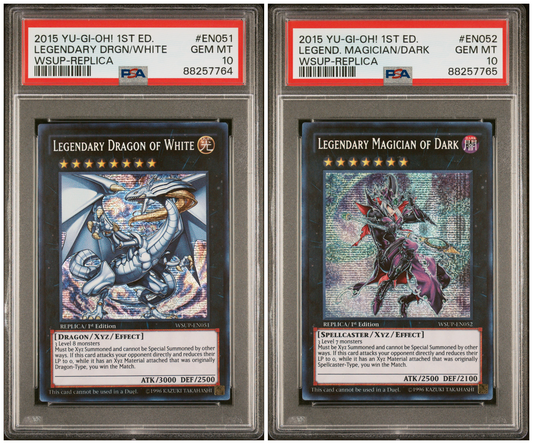 Yugioh Legendary Dragon Of White WSUP-EN051 Magician of Dark EN052 PSA 10 Seq