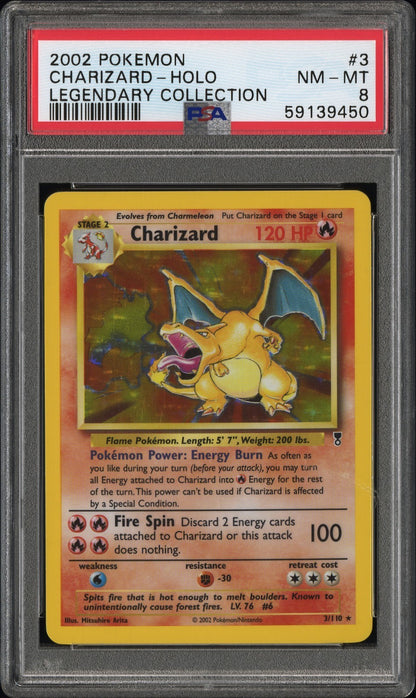 2002 POKEMON LEGENDARY COLLECTION #3 CHARIZARD-HOLO PSA 8