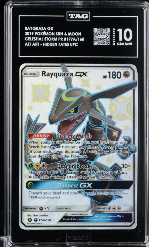 Pokemon TAG 10 Shiny Rayquaza GX 177a/168 Hidden Fates Premium Coll. Promo Card