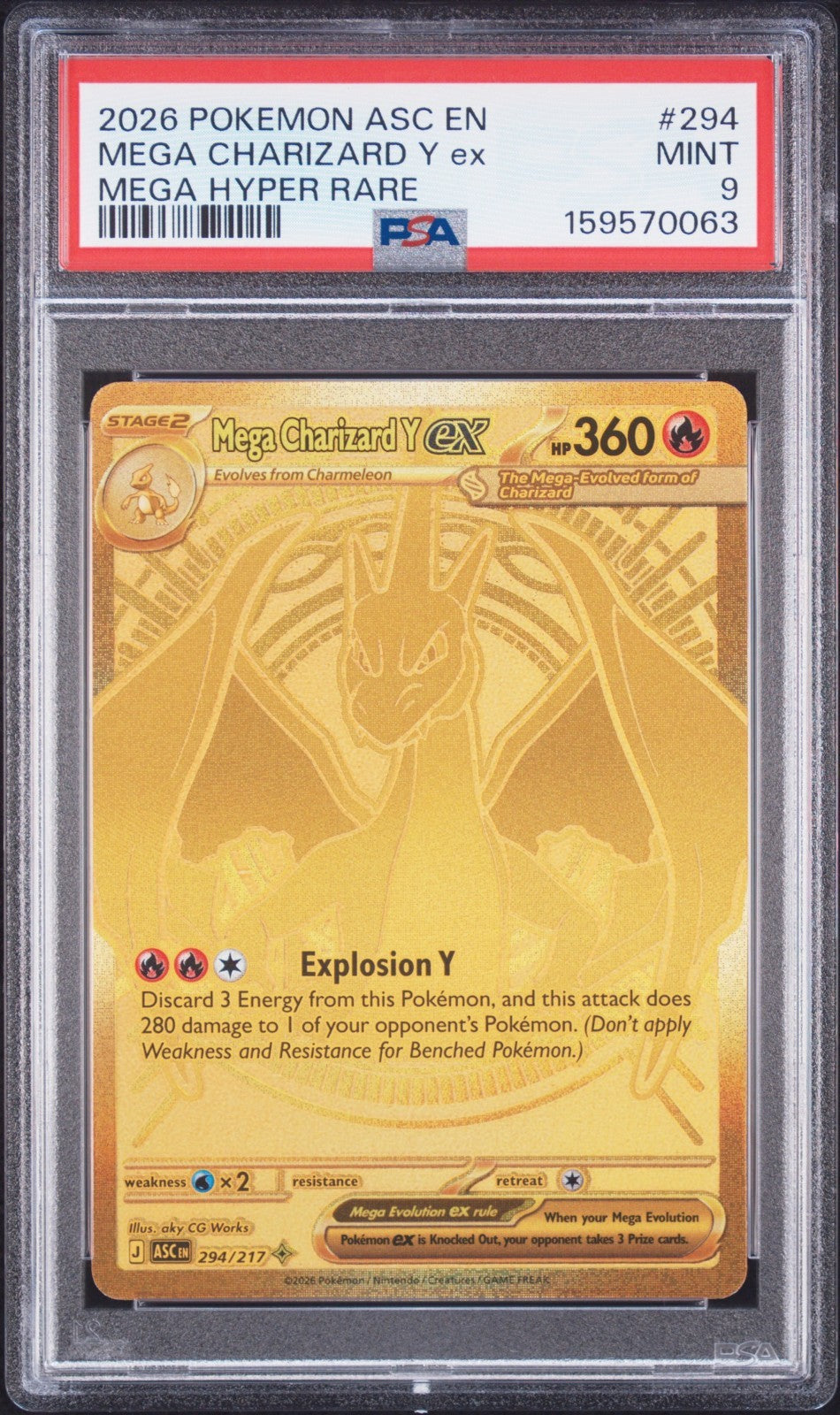 2026 POKEMON ASC EN-ASCENDED HEROES MEGA HYPER RARE MEGA CHARIZARD Y EX PSA 9