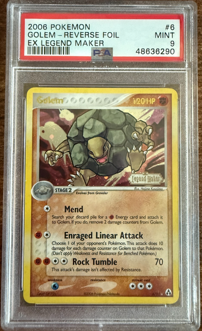 2006 POKEMON EX LEGEND MAKER 6 GOLEM-REVERSE FOIL PSA 9