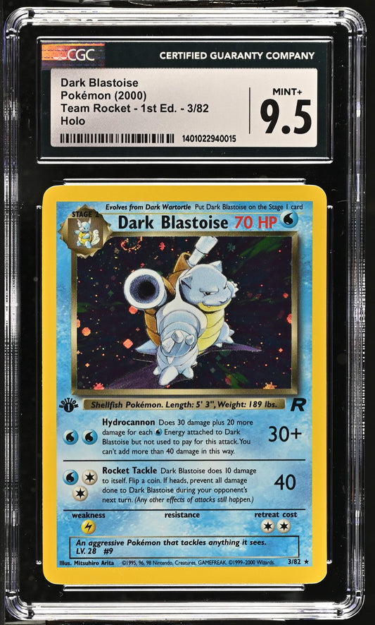 Pokemon Dark Blastoise Team Rocket 1st Edition Holo Rare #3 CGC 9.5 HALF SWIRL
