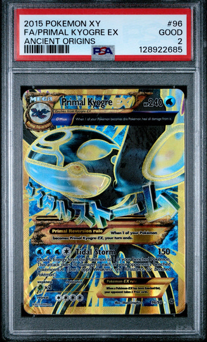 PSA 2 2015 Pokemon XY Ancient Origins Full Art Primal Kyogre EX 96/98