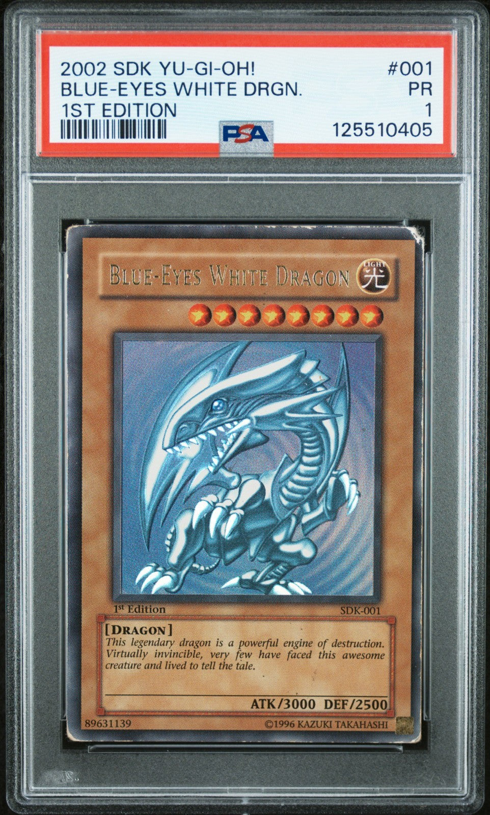PSA 1 Blue-Eyes White Dragon SDK-001 1st Edition Yugioh! 2002 Ultra Rare