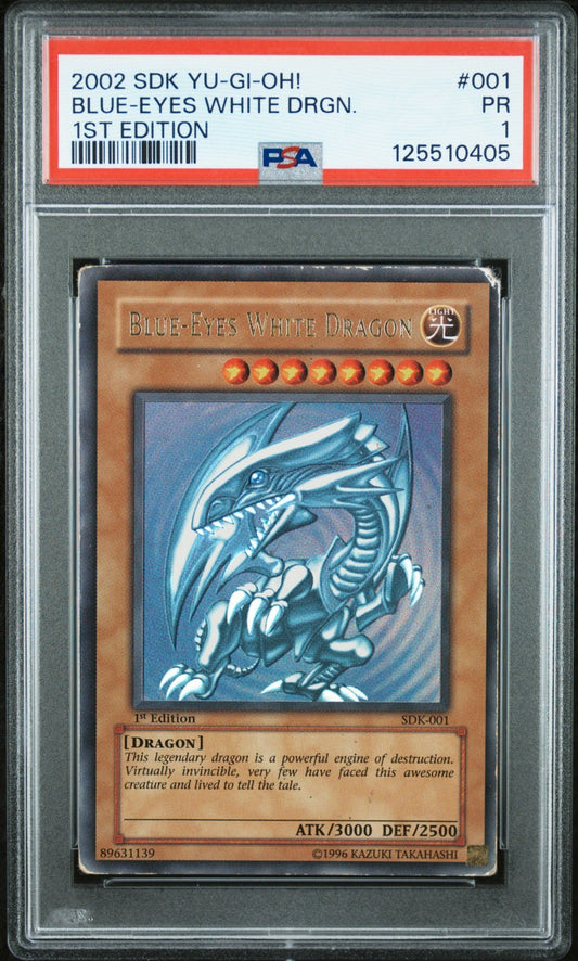 PSA 1 Blue-Eyes White Dragon SDK-001 1st Edition Yugioh! 2002 Ultra Rare