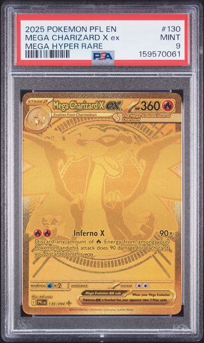 2025 Pokemon Mega Hyper Rare #130 Mega Charizard X ex PSA 9