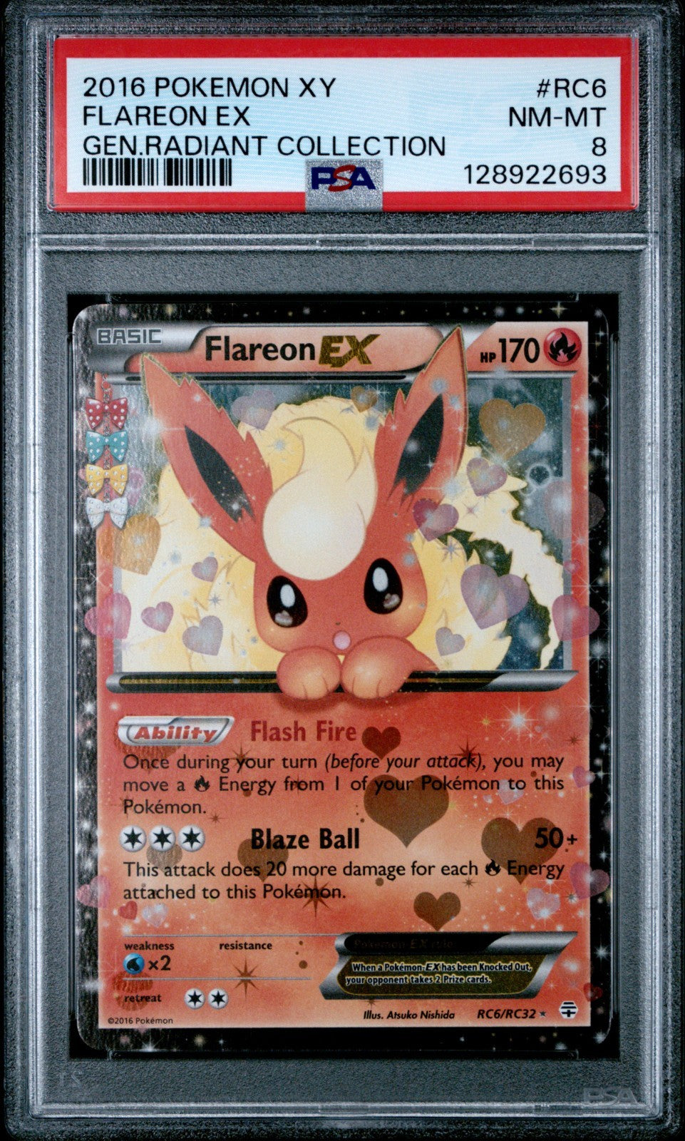 Pokemon Flareon EX RC6-32 Generations: Radiant Collection Holo PSA 8