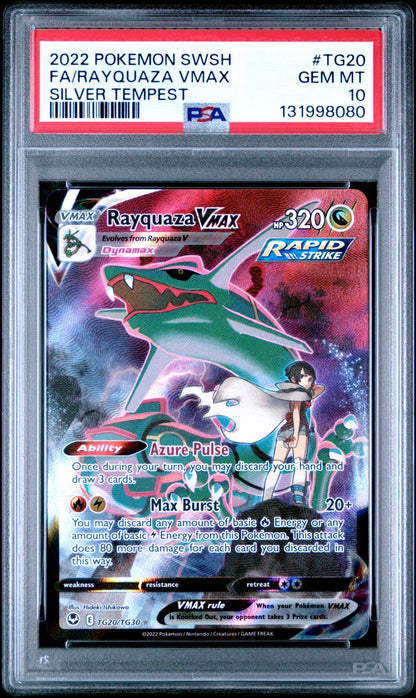 PSA 10 RAYQUAZA VMAX TG20/TG30 SILVER TEMPEST 2022 POKEMON TRAINER RARE