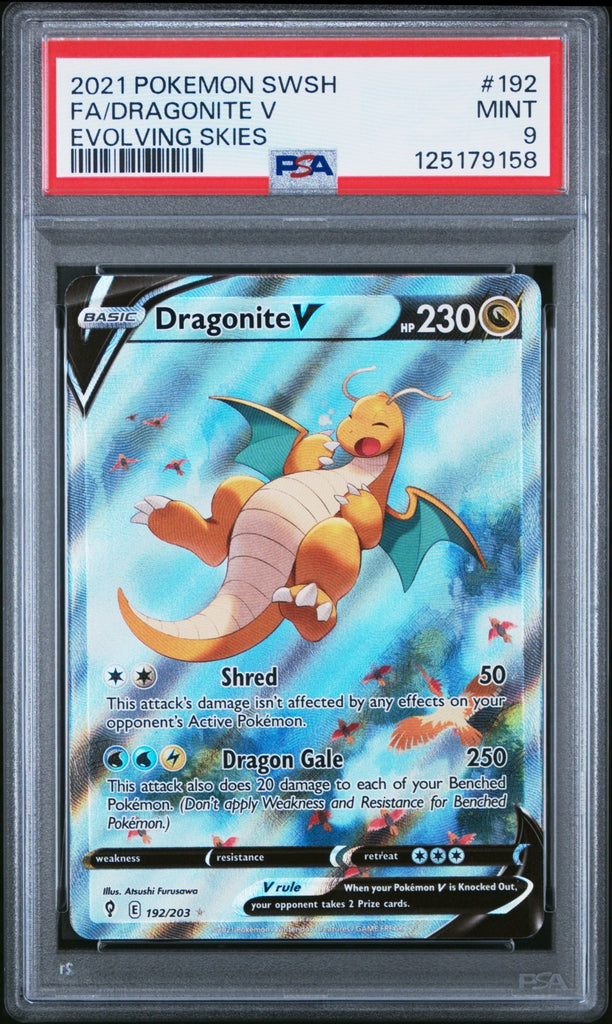 Pokemon TCG Evolving Skies Dragonite V Alternate Full Art Card 192/203 PSA 9