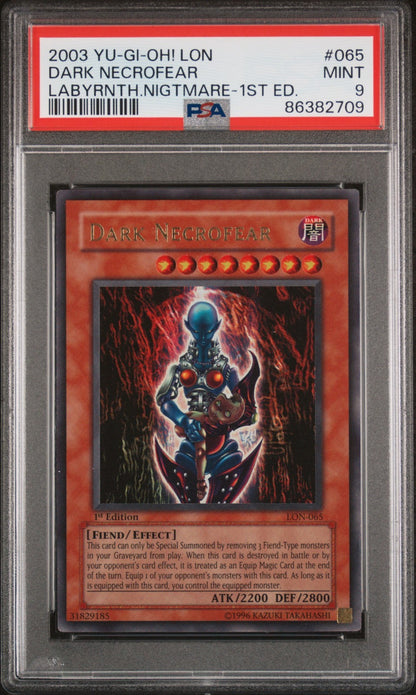 2003 Yugioh Labyrinth of Nightmare LON-065 Dark Necrofear PSA 9 1st Edition