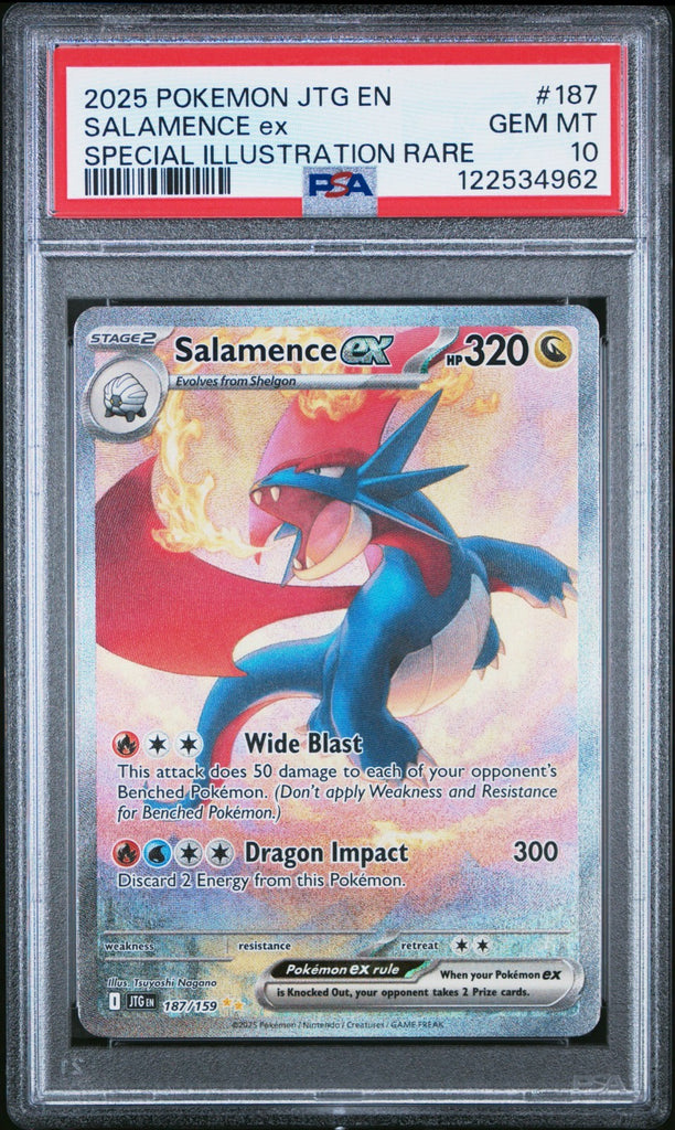 2025 Pokemon Salamence ex 187/159 Sv09: Journey Together Holo PSA 10