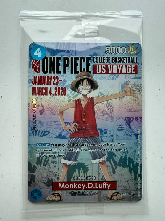 Monkey D. Luffy P-055 One Piece College Basketball US Voyage Promo Sealed LP+
