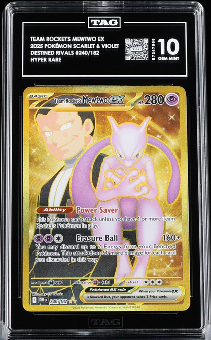 Pokemon Team Rocket's Mewtwo ex 240/182 Destined Rivals TAG 10