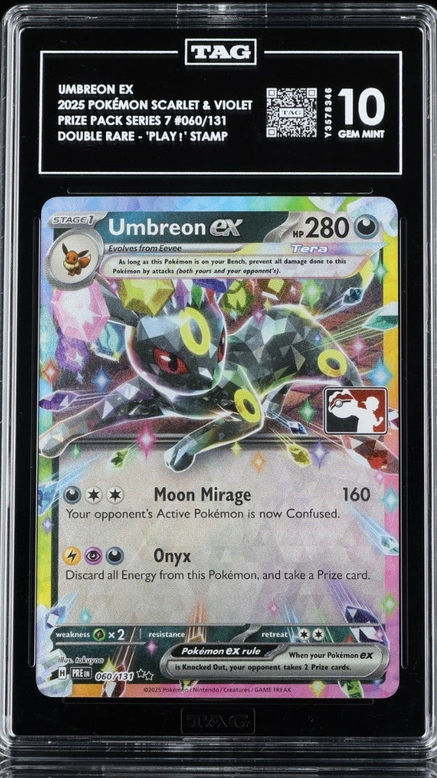 2025 POKEMON PLAY! POKEMON PRIZE PACK: SER 7 #060 UMBREON EX TAG 10