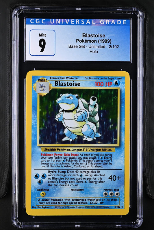 1999 Pokemon Base Set Unlimited Blastoise Holo Rare 2/102 CGC 9