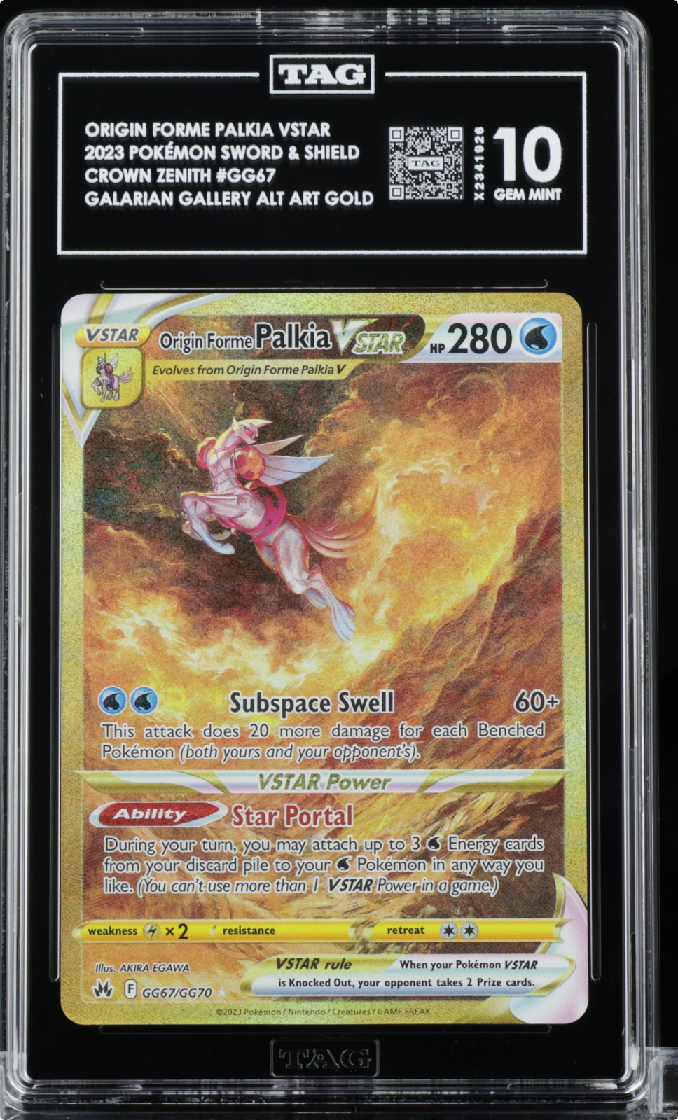 Pokemon TCG 2023 Crown Zenith Origin Forme Palkia VSTAR FA Holo GG67 TAG 10