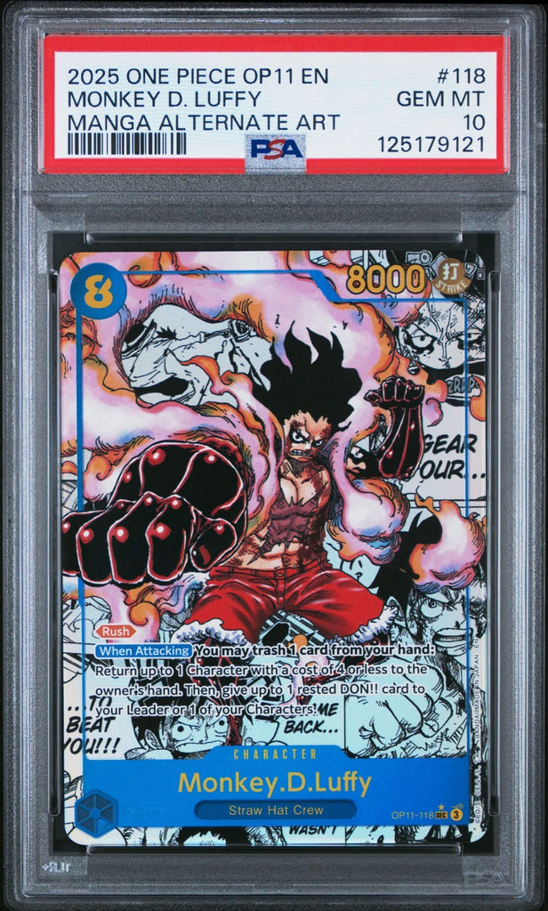 2025 ONE PIECE OP11-118 MONKEY D LUFFY MANGA ALT ART English PSA 10 GEM MINT #2
