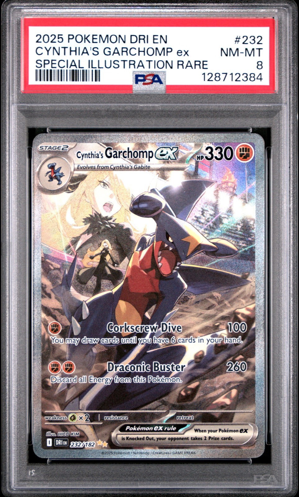 POKEMON 2025 CYNTHIA'S GARCHOMP EX 232/182 DESTINED RIVALS SIR PSA 8