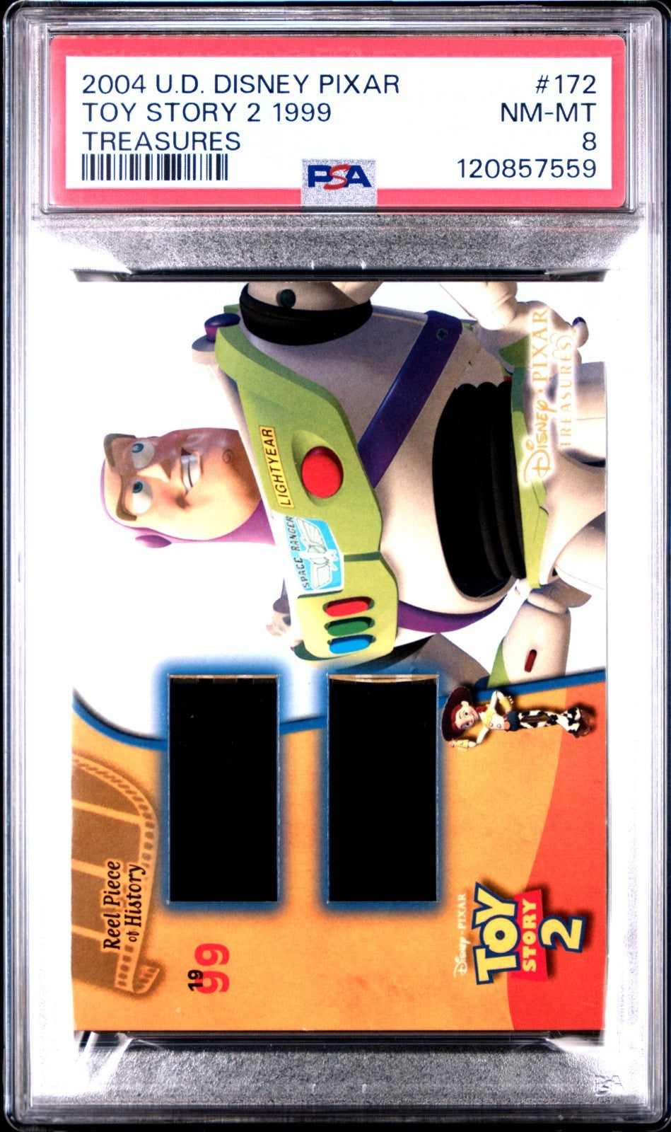 2004 UPPER DECK DISNEY PIXAR TOY STORY 2 Reel Piece of History PSA 8 MISPRINT?