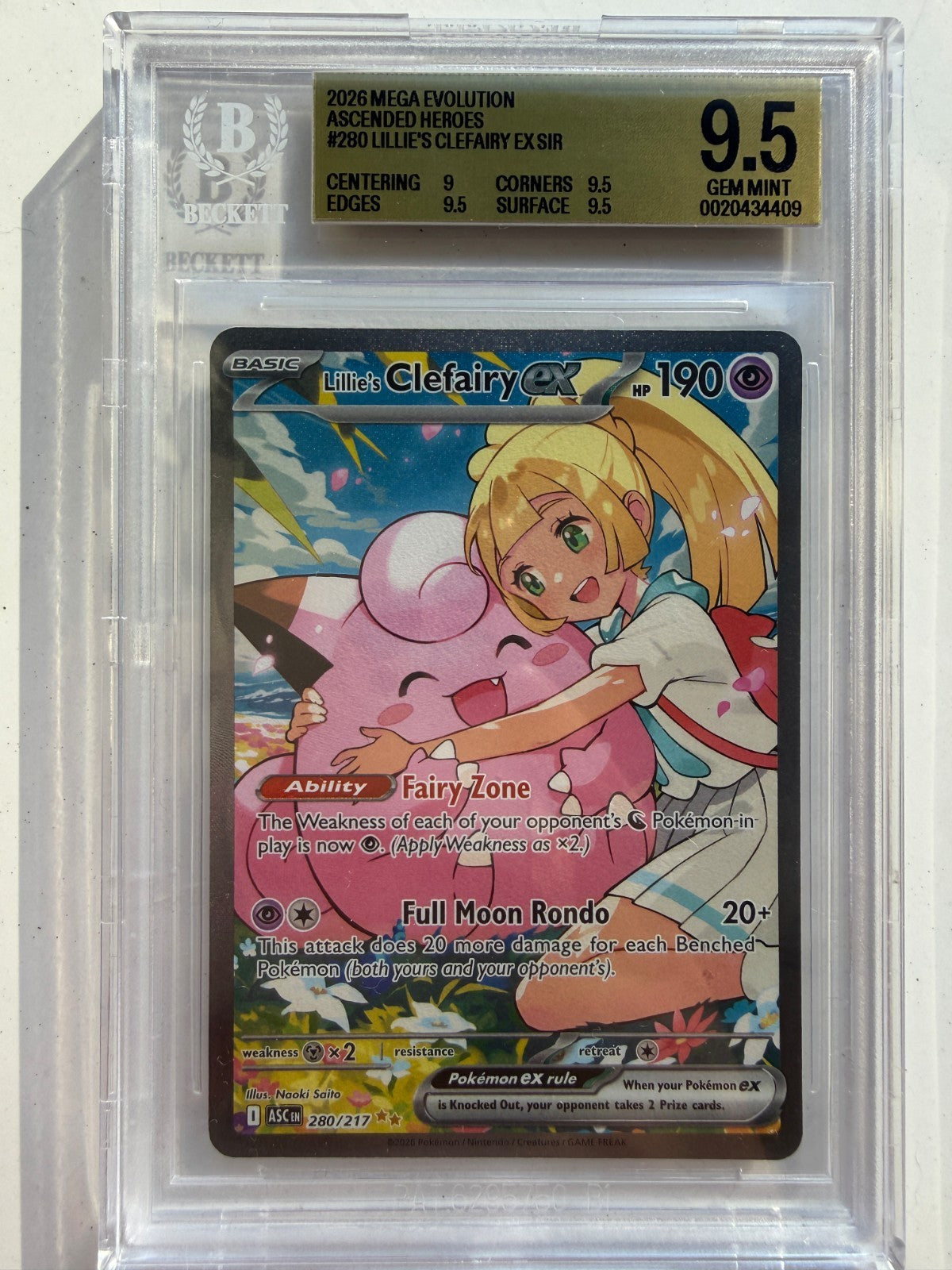 Pokemon TCG: Ascended Heroes SIR, Lillie’s Clefairy ex #280 BGS 9.5