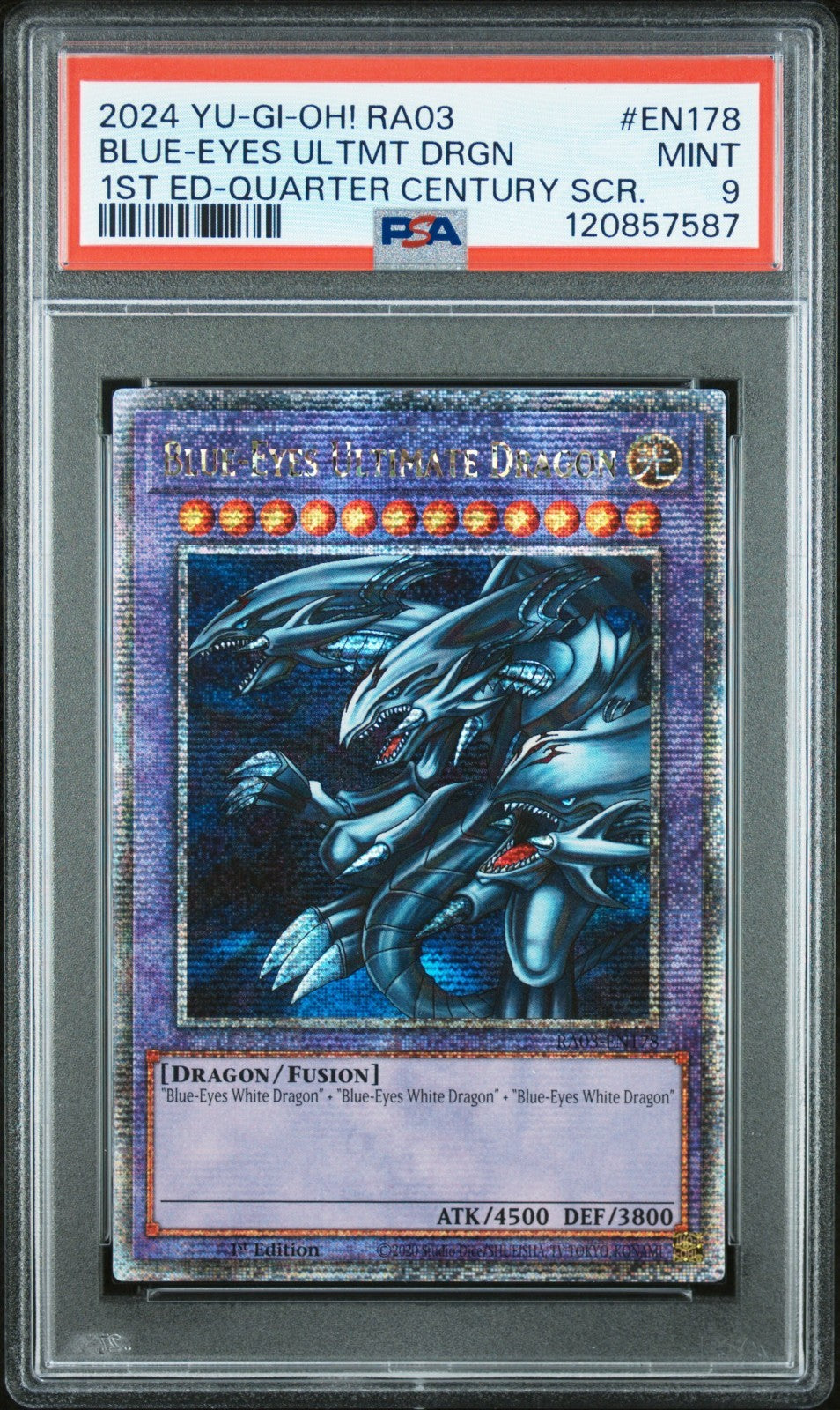 Blue-Eyes Ultimate Dragon (Quarter Century Secret Rare) RA03-EN178 PSA 9