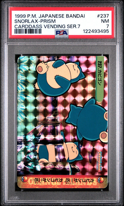 1999 POKEMON JPN BANDAI CARDDASS VENDING SER 7 #237 SNORLAX-PRISM PSA 7