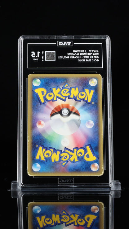 TAG 1.5 JAPANESE POKEMON CARD MEWTWO HOLO GIFT BOX MEW GOLD STAR 002/002