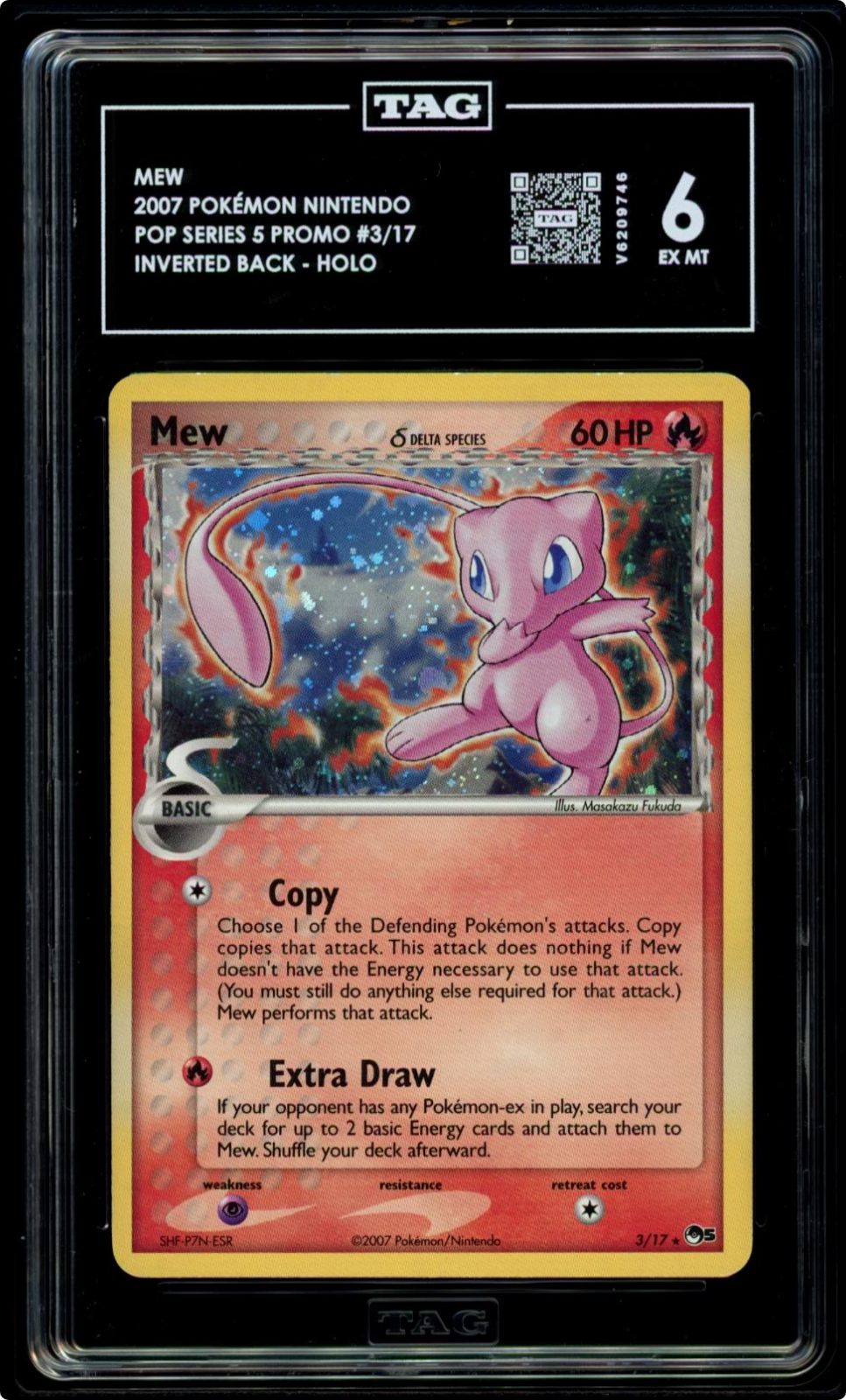 Pokemon Mew Delta Species 3/17 POP Series 5 Holo TAG 6 Inverted Back Error Swirl