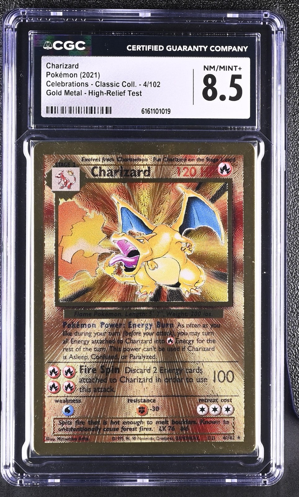 2021 Pokemon Celebrations Classic UPC Gold Metal #4 Charizard CGC 8.5