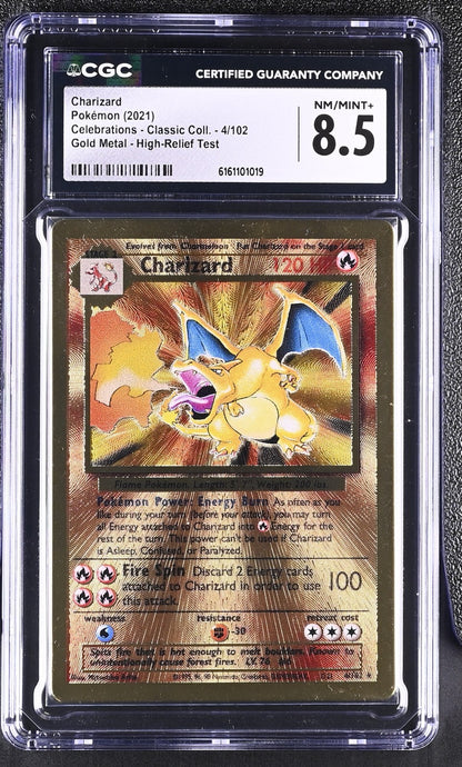 2021 Pokemon Celebrations Classic UPC Gold Metal #4 Charizard CGC 8.5