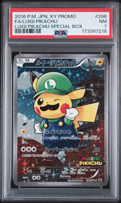 Luigi Pikachu 296/XY-P Promo Special Box Limited Pokemon Card Japanese PSA 7