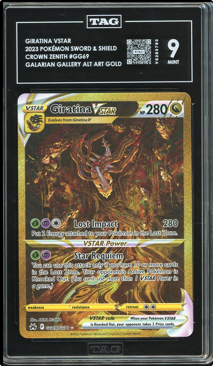 2023 POKEMON SWSH CROWN ZENITH #GG69 FULL ART GIRATINA VSTAR TAG 9