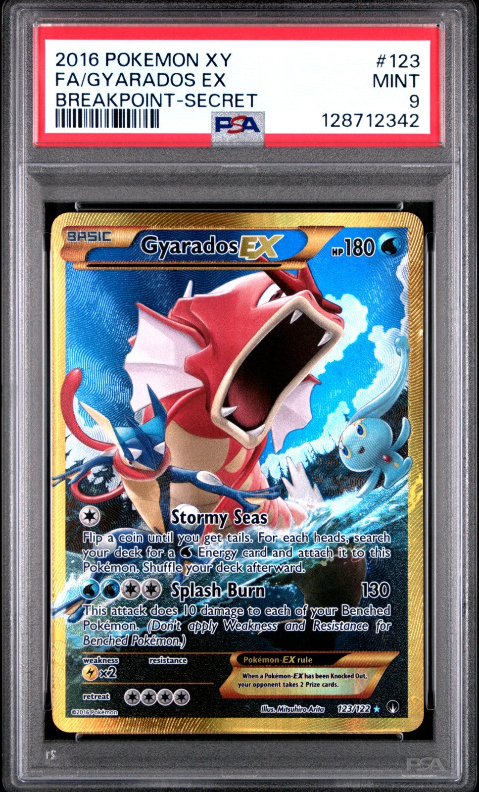 2016 XY BreakPoint – Gyarados EX Full Art Secret Rare #123/122 – PSA 9