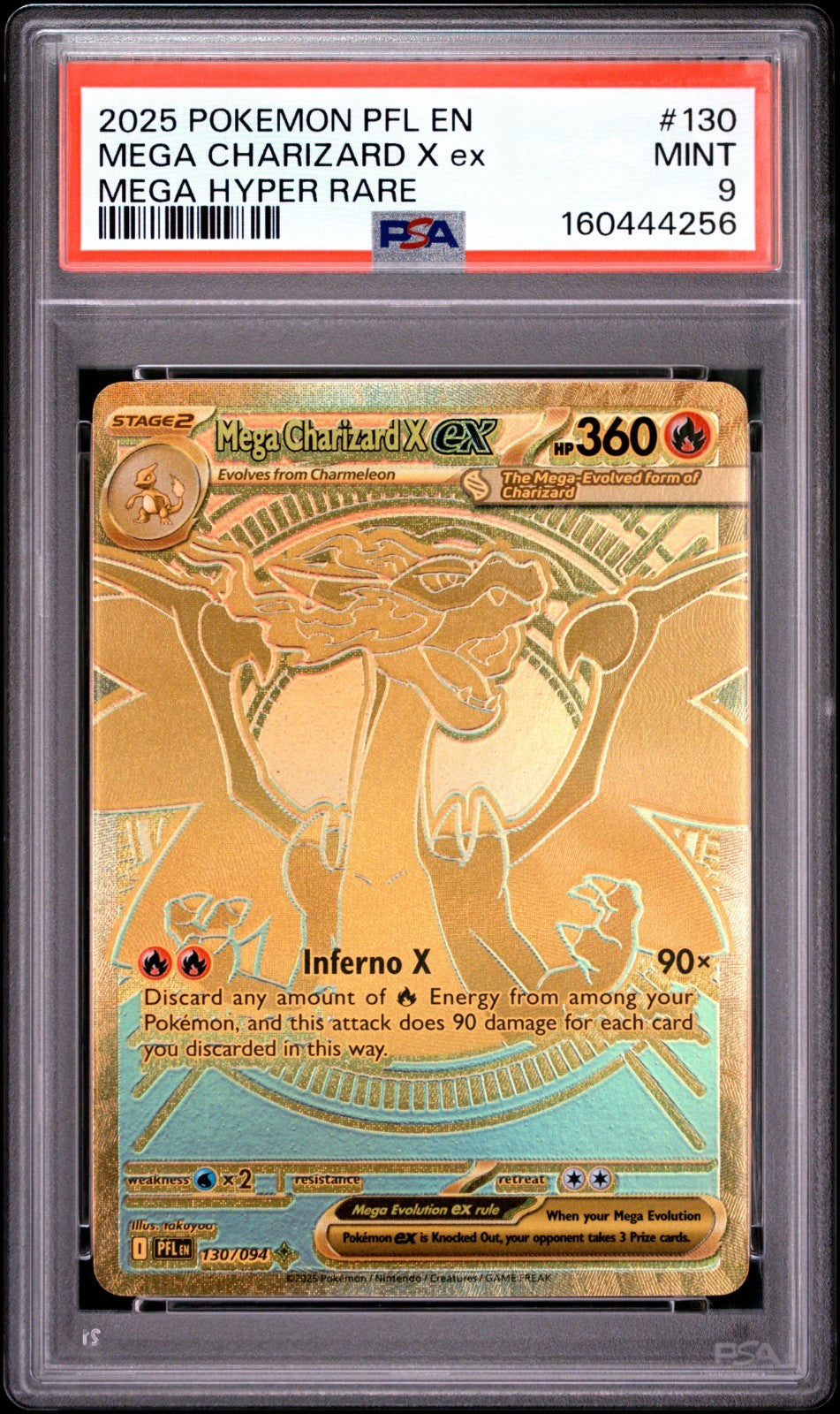 2025 POKEMON EN-PHANTASMAL FLAMES MEGA HYPER RARE MEGA CHARIZARD X EX PSA 9 #2