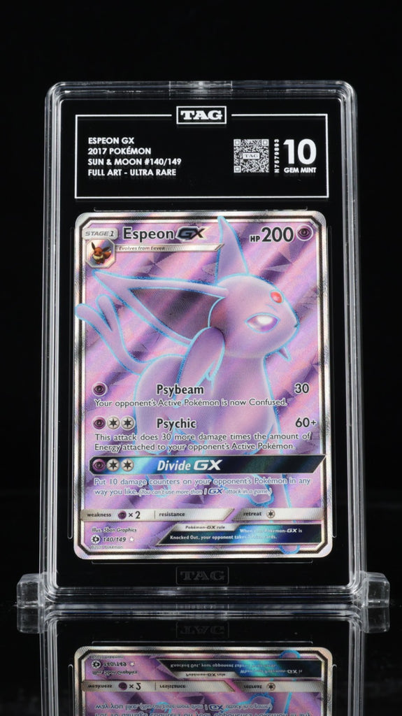 2017 POKEMON SUN & MOON #140 FULL ART/ESPEON GX TAG 10