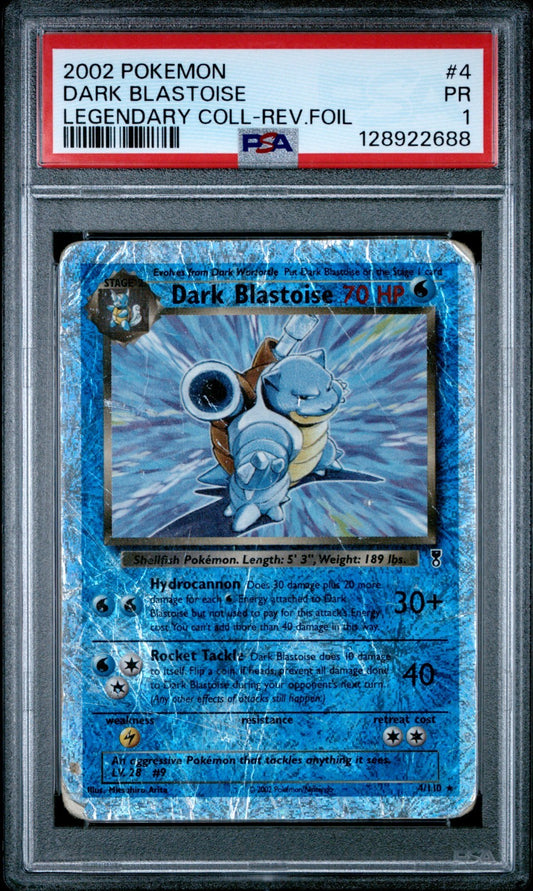 PSA 1 Dark Blastoise Reverse Holo - 4/110 - Legendary Collection - Pokemon