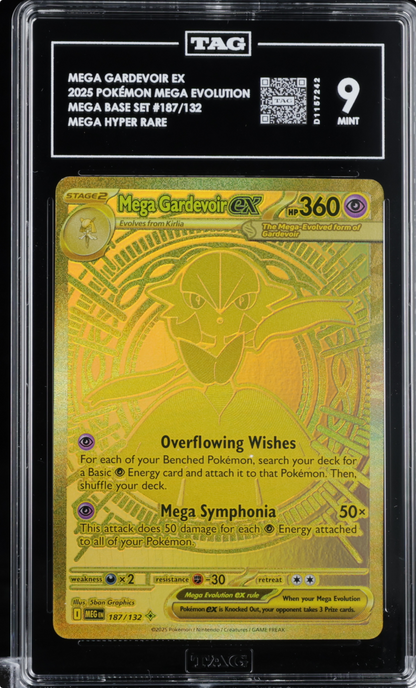 Pokemon Mega Gardevoir ex 187/132 Me01: Mega Evolution Holo TAG 9
