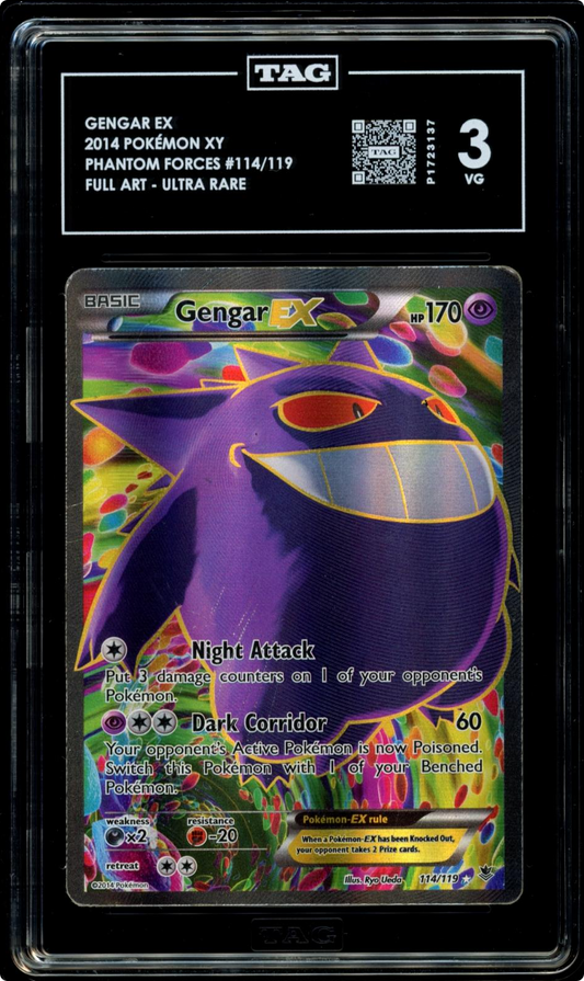 2014 POKEMON XY PHANTOM FORCES #114 FULL ART/GENGAR EX TAG 3