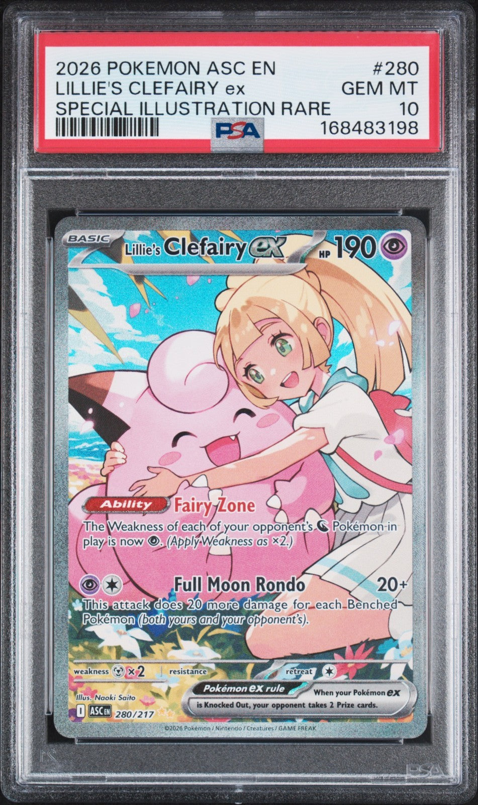 2026 POKEMON ASC EN-ASCENDED HEROES #280 LILLIE'S CLEFAIRY EX PSA 10