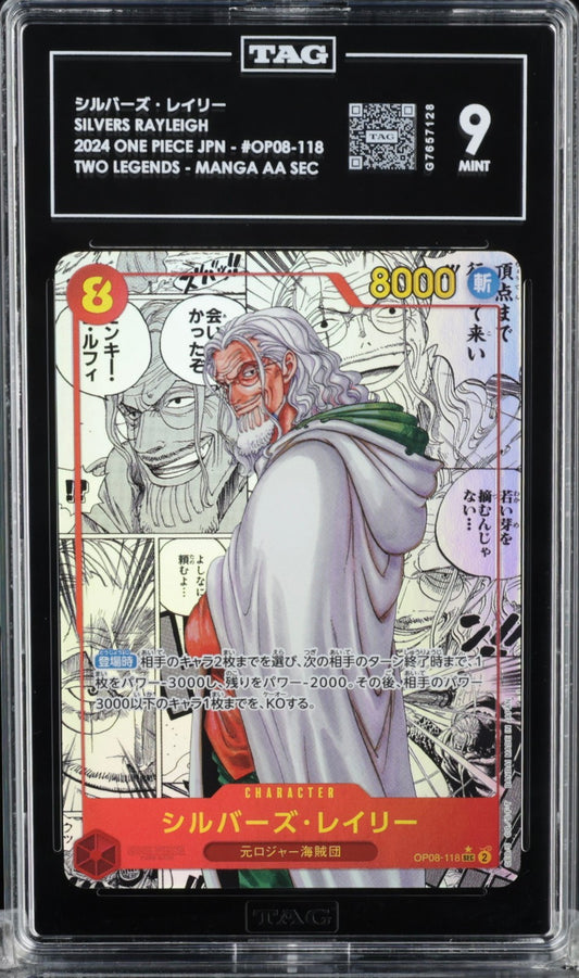 2024 One Piece Japanese Silvers Rayleigh Manga Alternate Art #OP08-118 TAG 9 #3