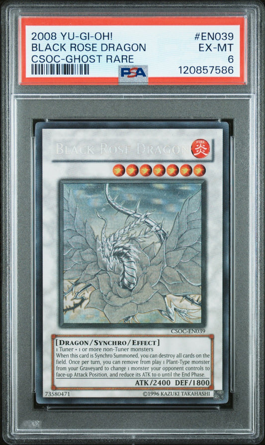 PSA 6 BLACK ROSE DRAGON GHOST RARE CSOC-EN039 CROSSROAD OF CHAOS YUGIOH ENGLISH