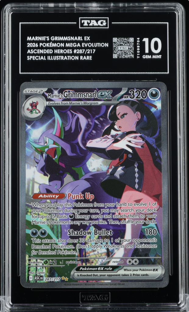 Pokemon Marnie's Grimmsnarl ex 287/217 Me: Ascended Heroes Holo TAG 10