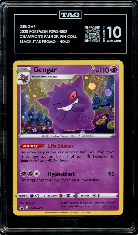 Pokemon Gengar Champions Path Special Pin Coll. Holo Promo SWSH052 PSA 10